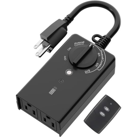Outdoor Light Timer Waterproof 15A, 24-Hour Plug in Light Sensor Countdown Timer - Picture 1 of 7